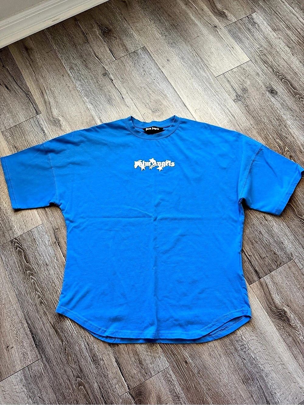 Palm Angels logo tee Blue Size Large